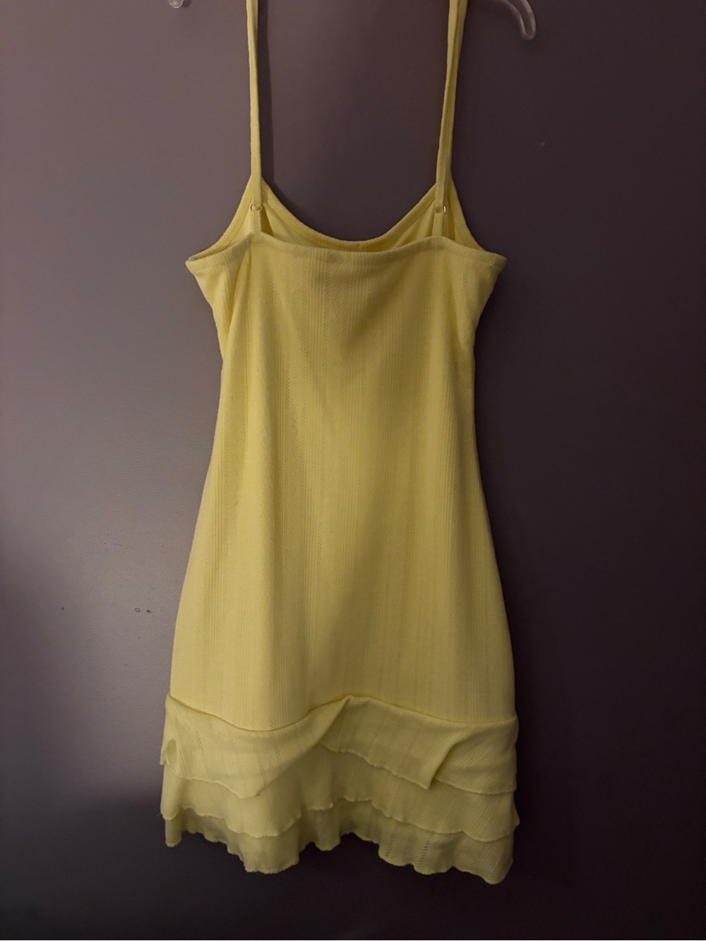 Edikted Pale Yellow Ribbed Ruffle-Trim Mini Dress - Picture 3 of 3